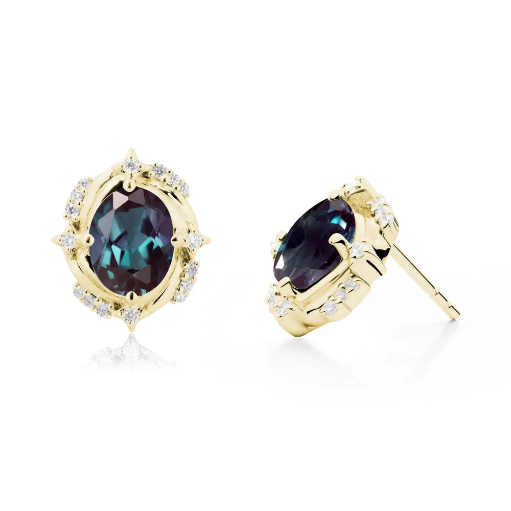 Celestial Style Oval Alexandrite Stud Earrings - Image 4