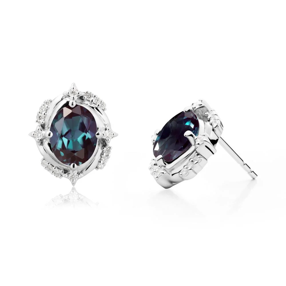 Celestial Style Oval Alexandrite Stud Earrings - Image 5