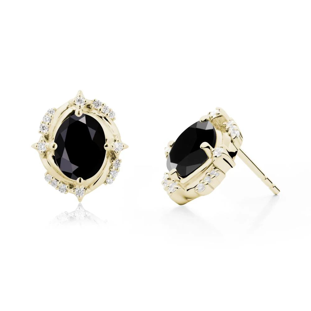 Celestial Style Oval Black Spinel Stud Earrings