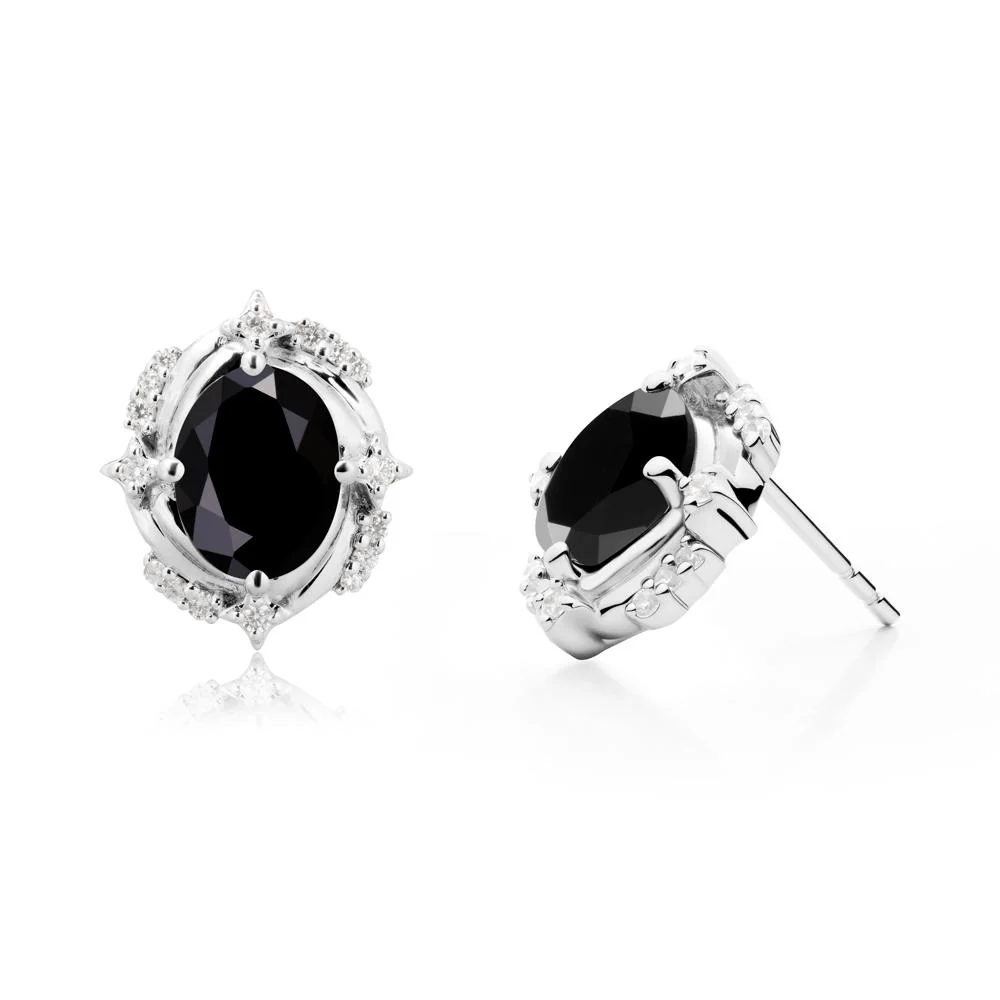 Celestial Style Oval Black Spinel Stud Earrings - Image 2