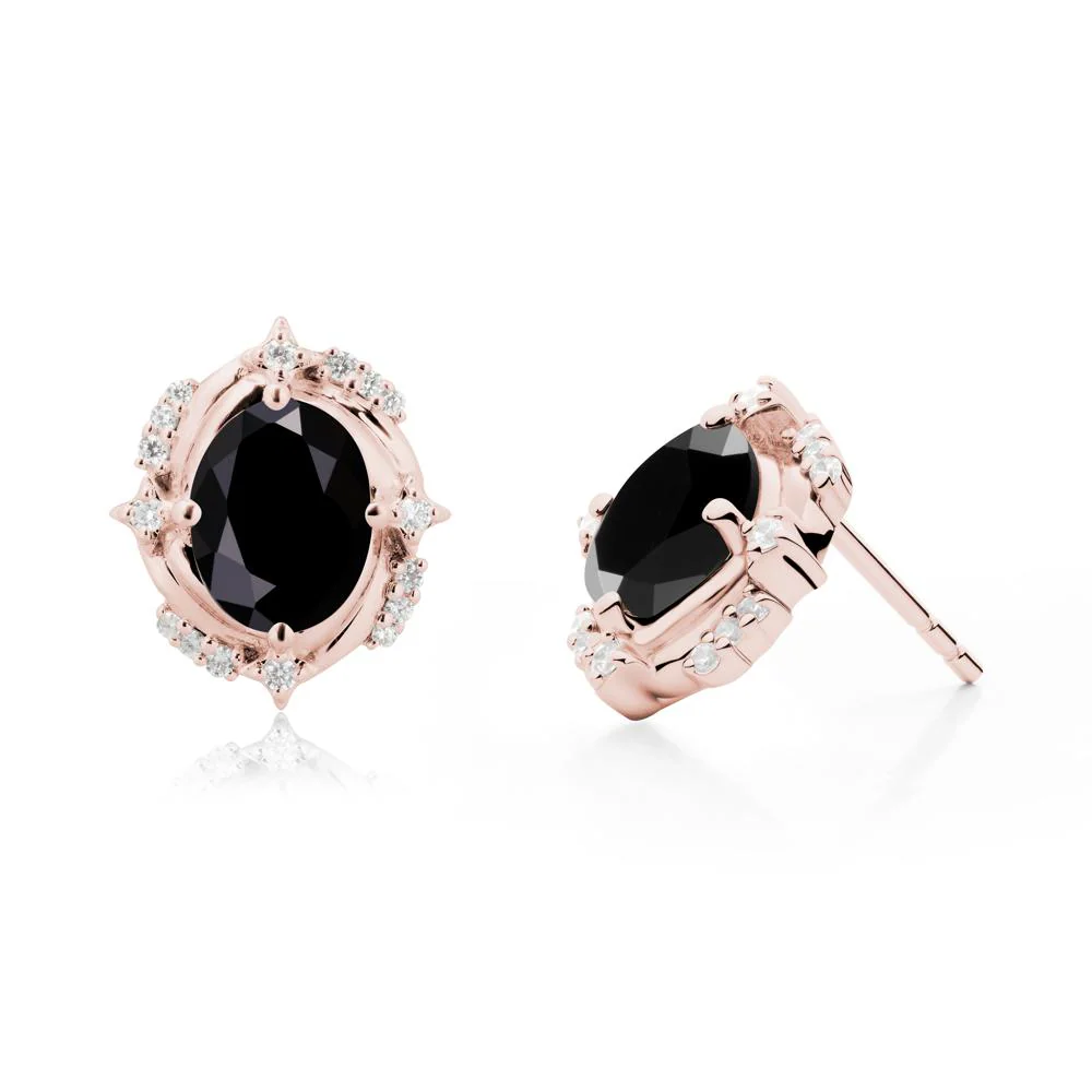 Celestial Style Oval Black Spinel Stud Earrings - Image 6