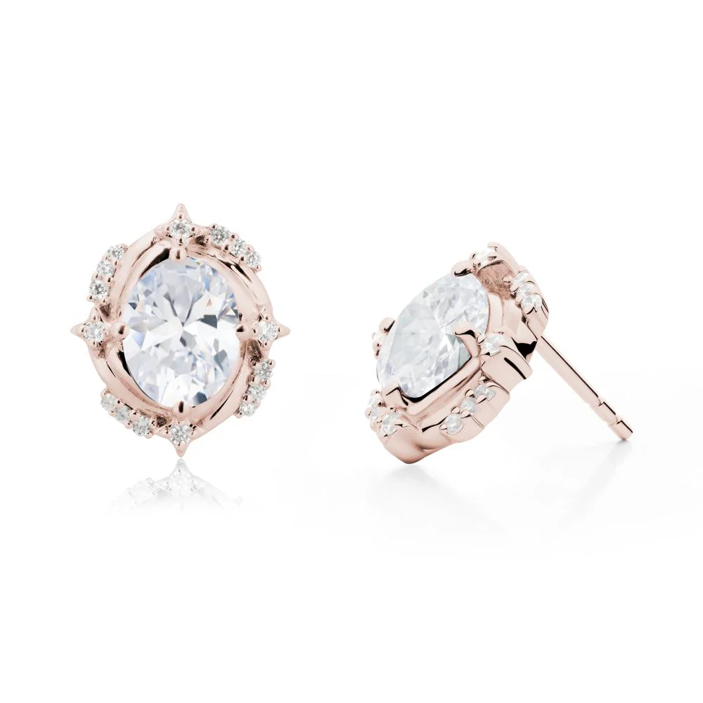 Celestial Style Oval Cubic Zirconia Stud Earrings