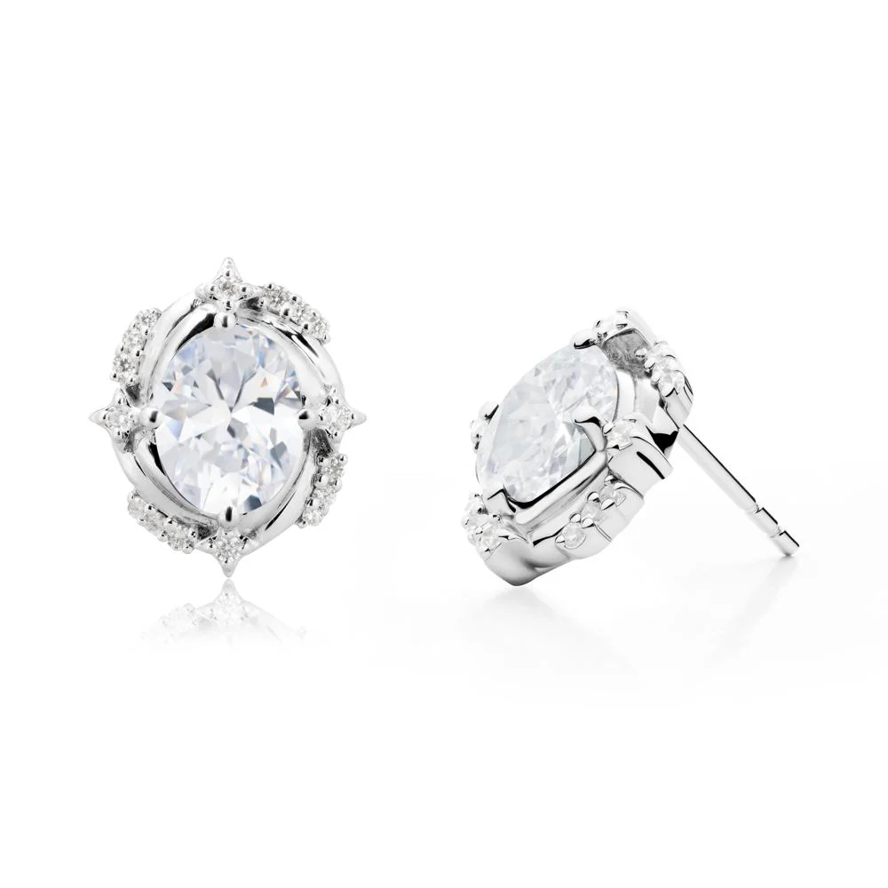 Celestial Style Oval Cubic Zirconia Stud Earrings - Image 2