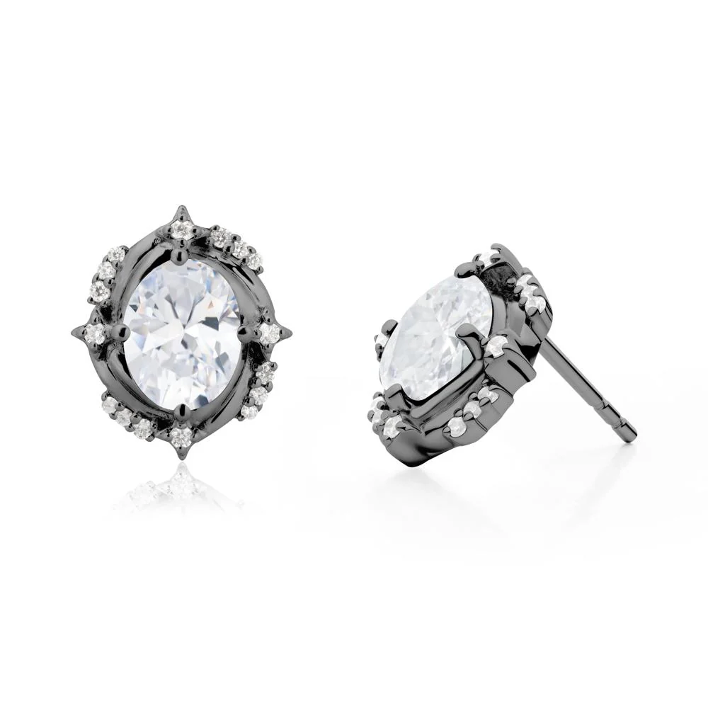 Celestial Style Oval Cubic Zirconia Stud Earrings - Image 6