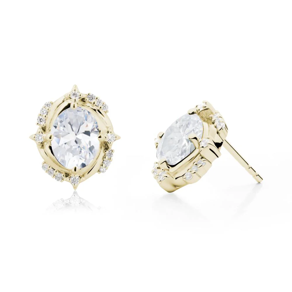 Celestial Style Oval Cubic Zirconia Stud Earrings - Image 8