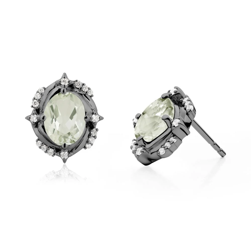 Celestial Style Oval Green Amethyst Stud Earrings