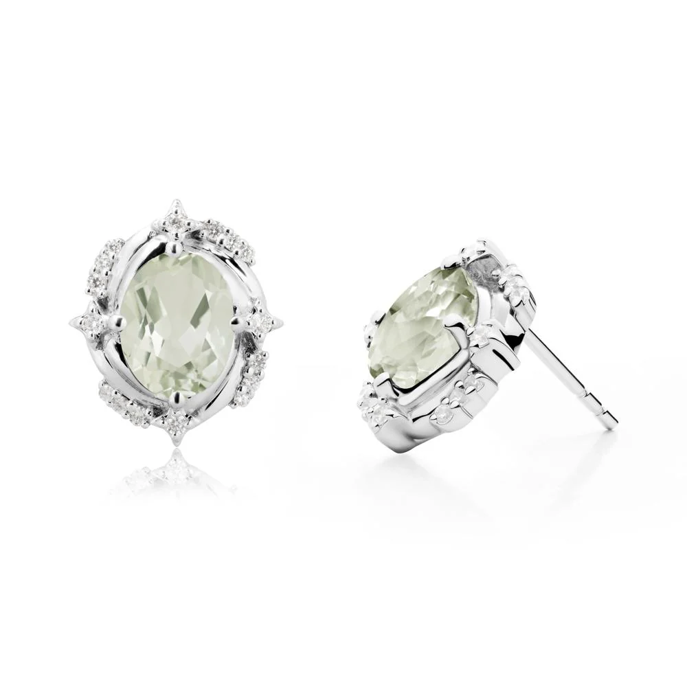 Celestial Style Oval Green Amethyst Stud Earrings - Image 5