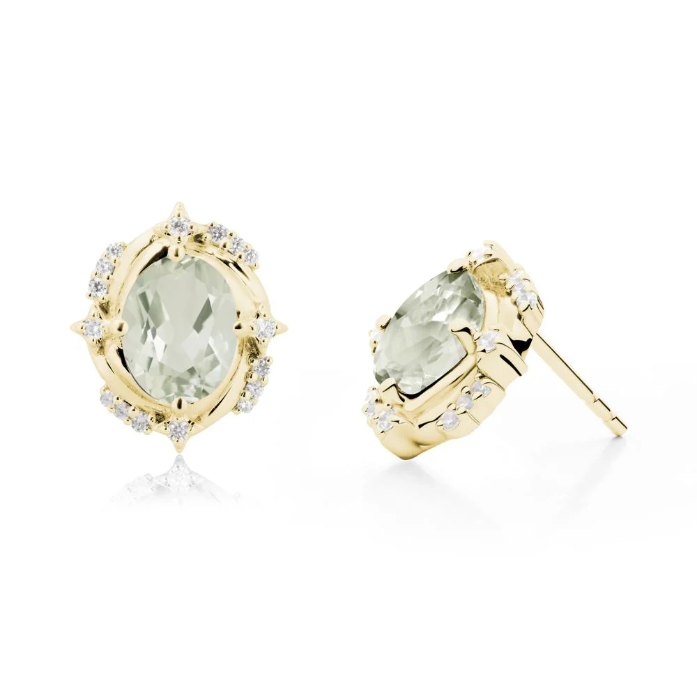 Celestial Style Oval Green Amethyst Stud Earrings - Image 8
