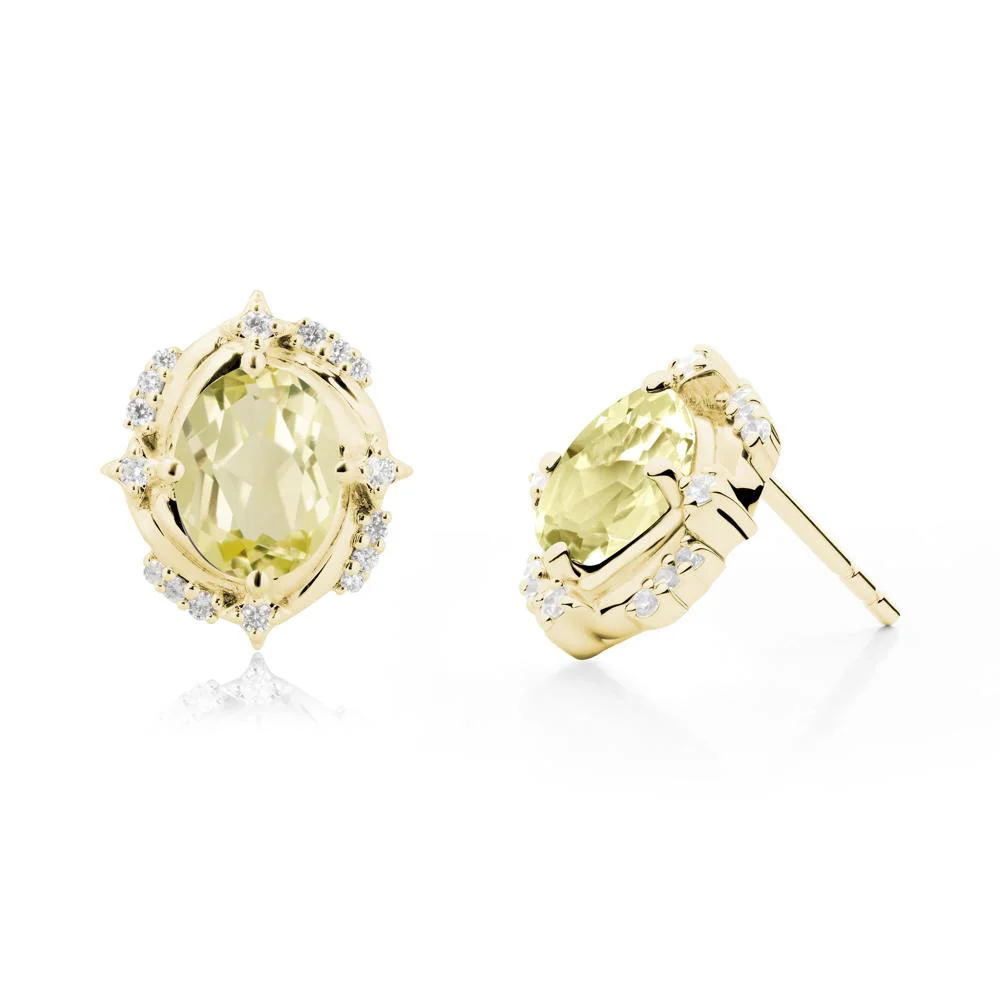 Celestial Style Oval Lemon Quartz Stud Earrings - Image 6