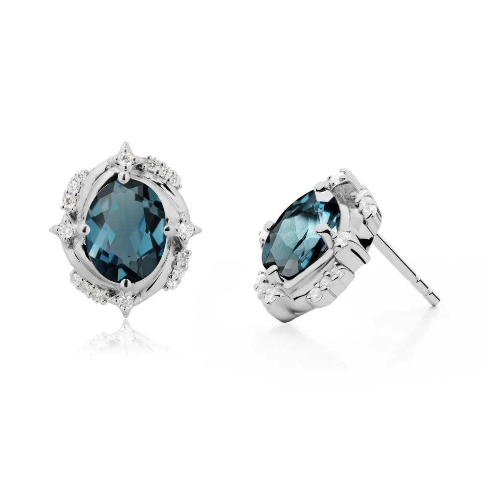 Celestial Style Oval London Blue Topaz Stud Earrings - Image 7