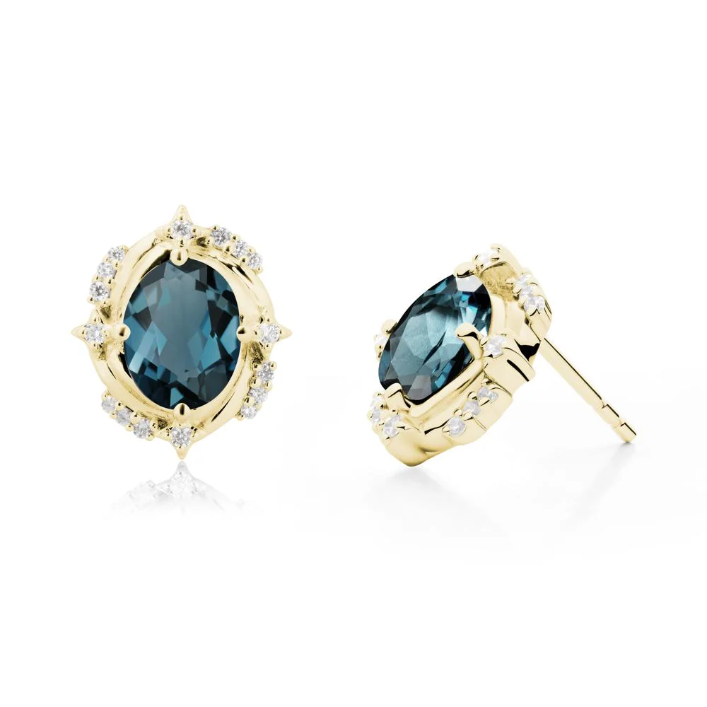 Celestial Style Oval London Blue Topaz Stud Earrings - Image 9