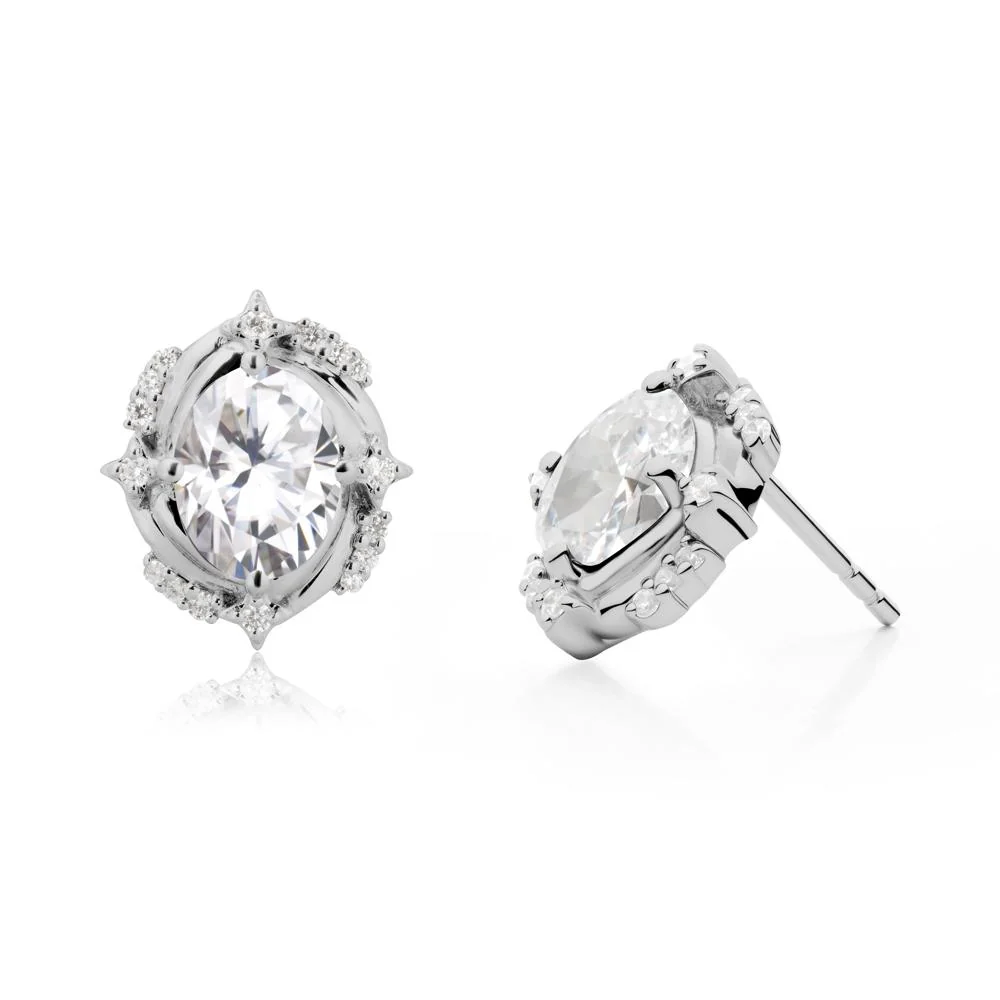 Celestial Style Oval Moissanite Stud Earrings - Image 3