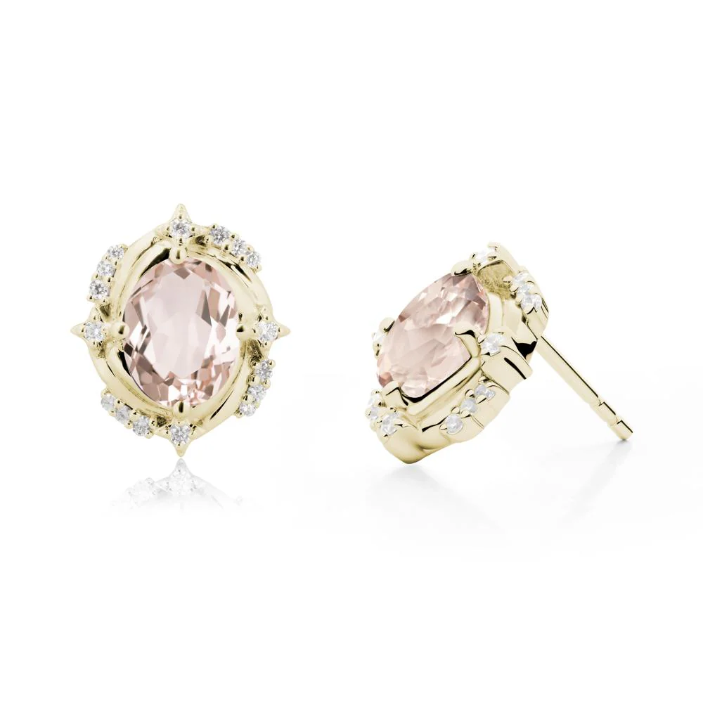 Celestial Style Oval Morganite Stud Earrings - Image 3