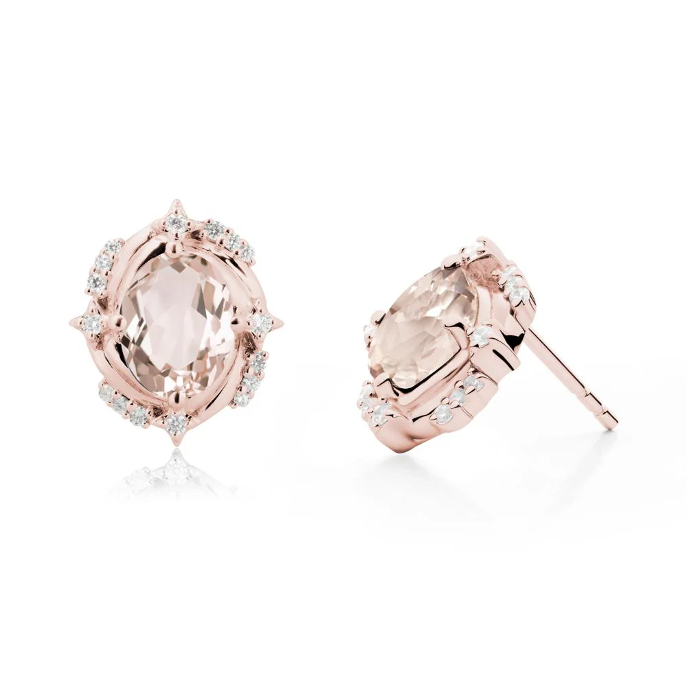 Celestial Style Oval Morganite Stud Earrings - Image 9