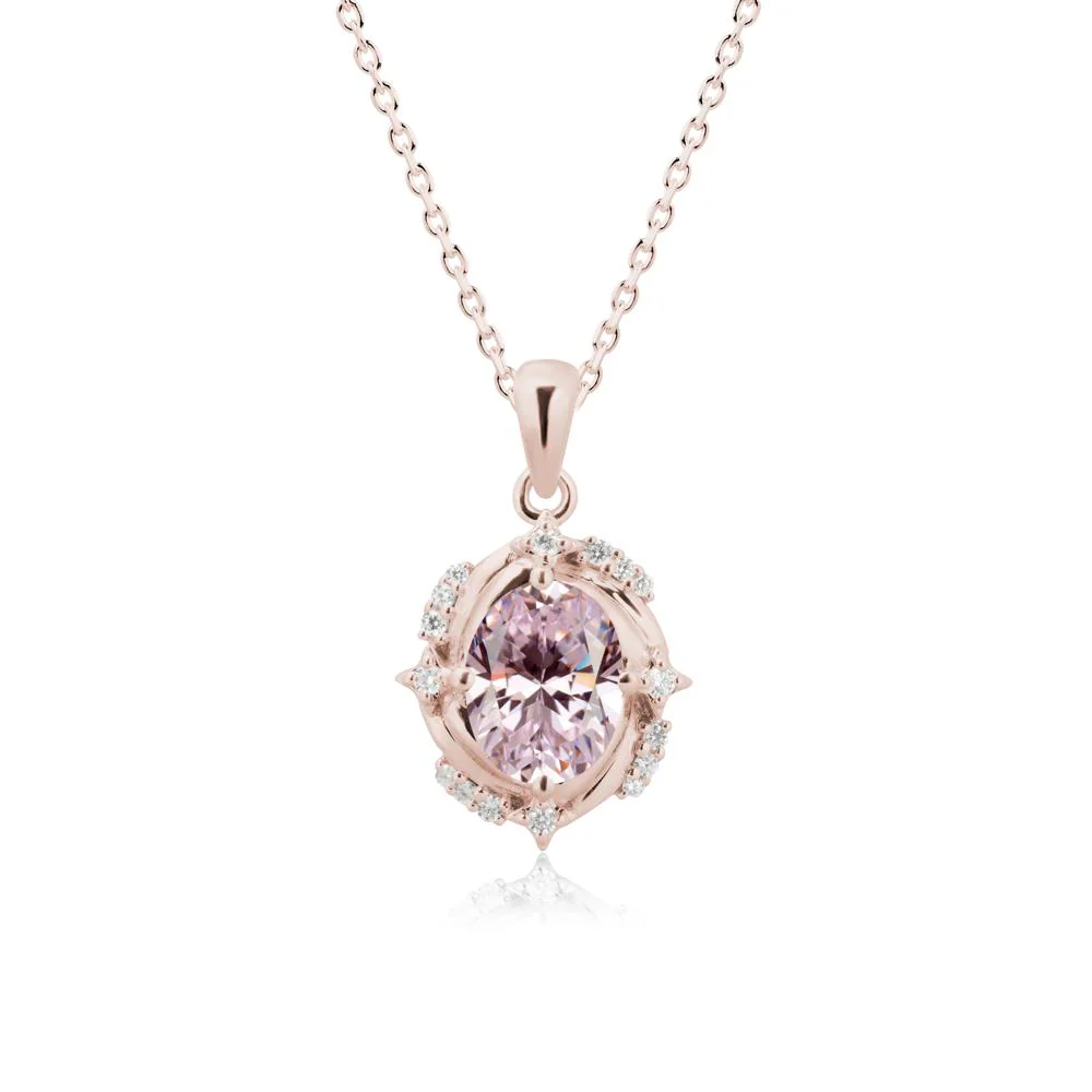 Celestial Style Oval Pink Cubic Zirconia Necklace - Image 2