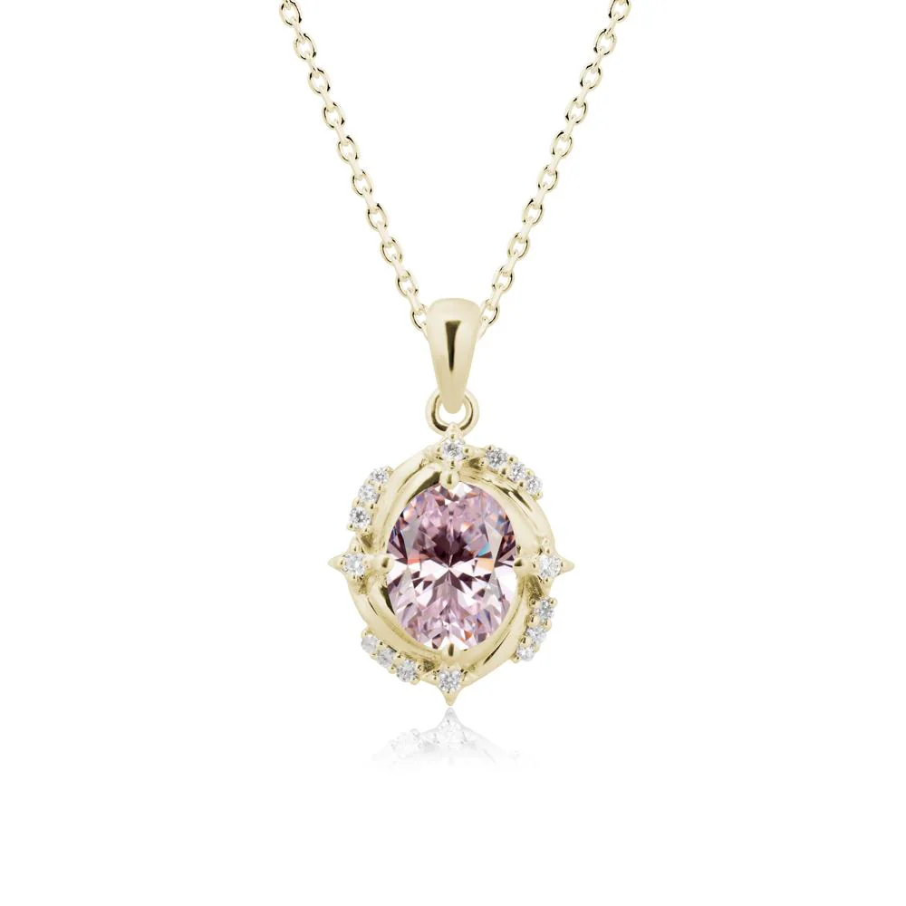 Celestial Style Oval Pink Cubic Zirconia Necklace - Image 4