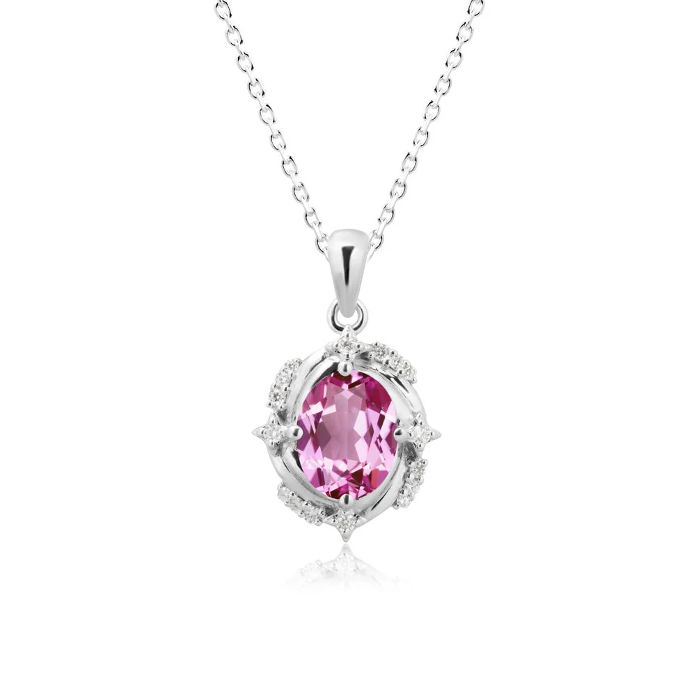 Celestial Style Oval Pink Sapphire Necklace - Image 3