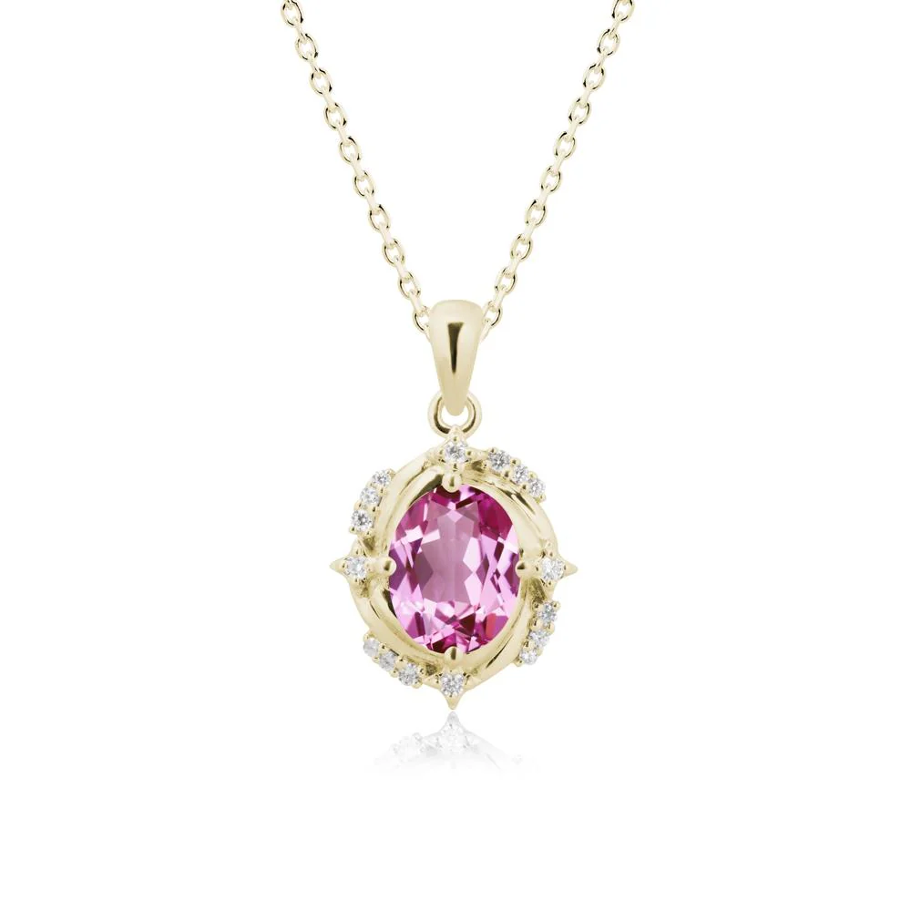 Celestial Style Oval Pink Sapphire Necklace - Image 4