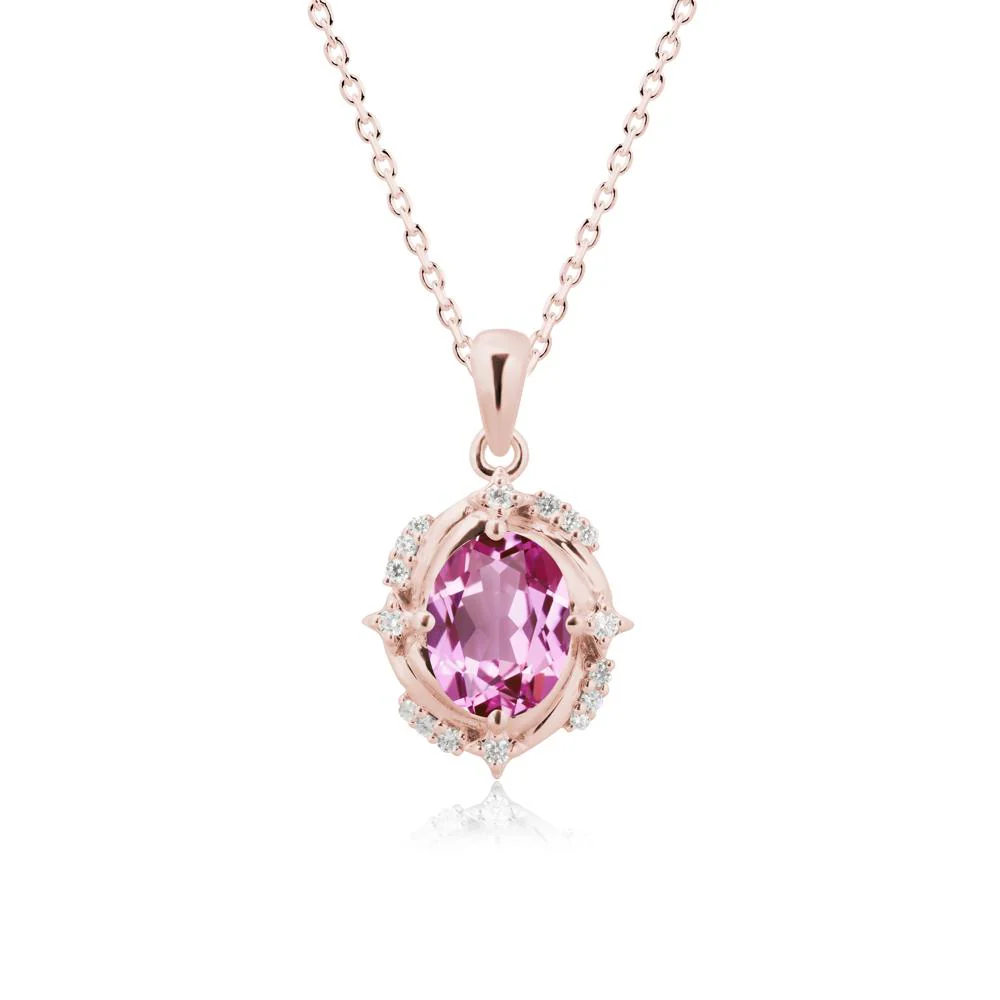 Celestial Style Oval Pink Sapphire Necklace - Image 5