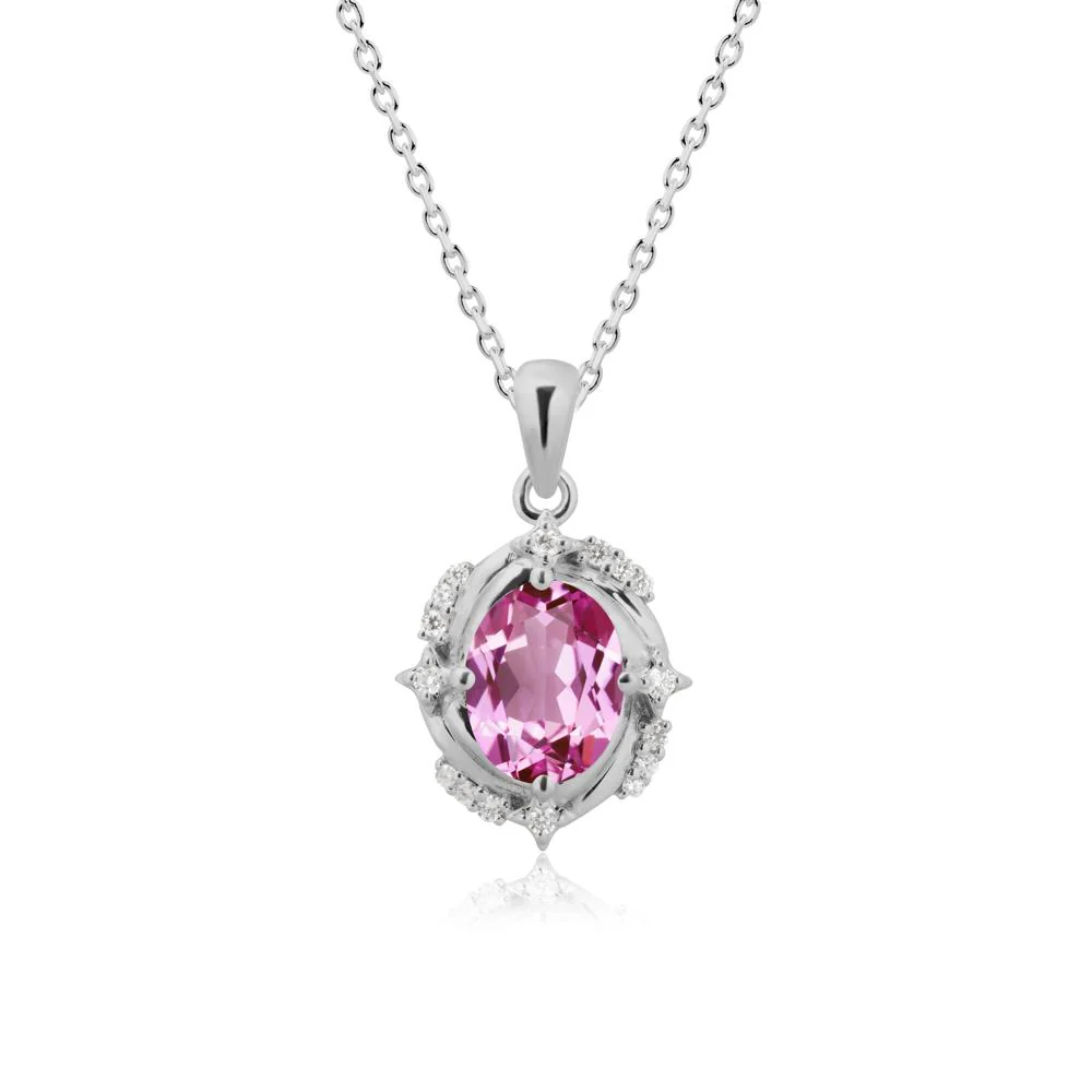 Celestial Style Oval Pink Sapphire Necklace - Image 9