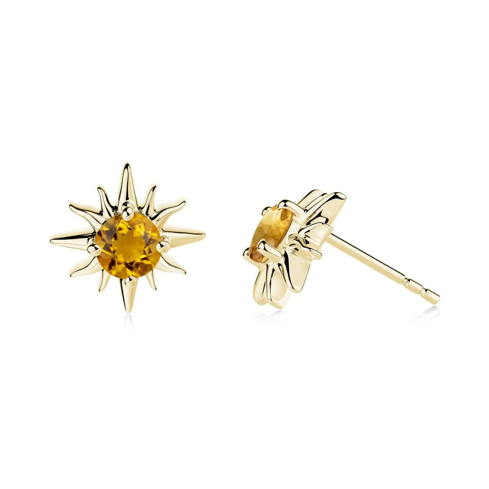 Celestial Sun Citrine Stud Earrings - Image 2