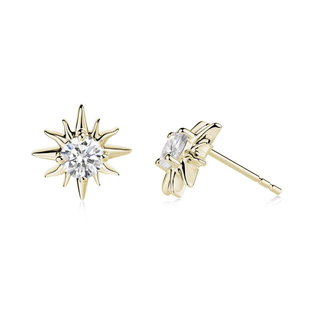 Celestial Sun Cubic Zirconia Stud Earrings