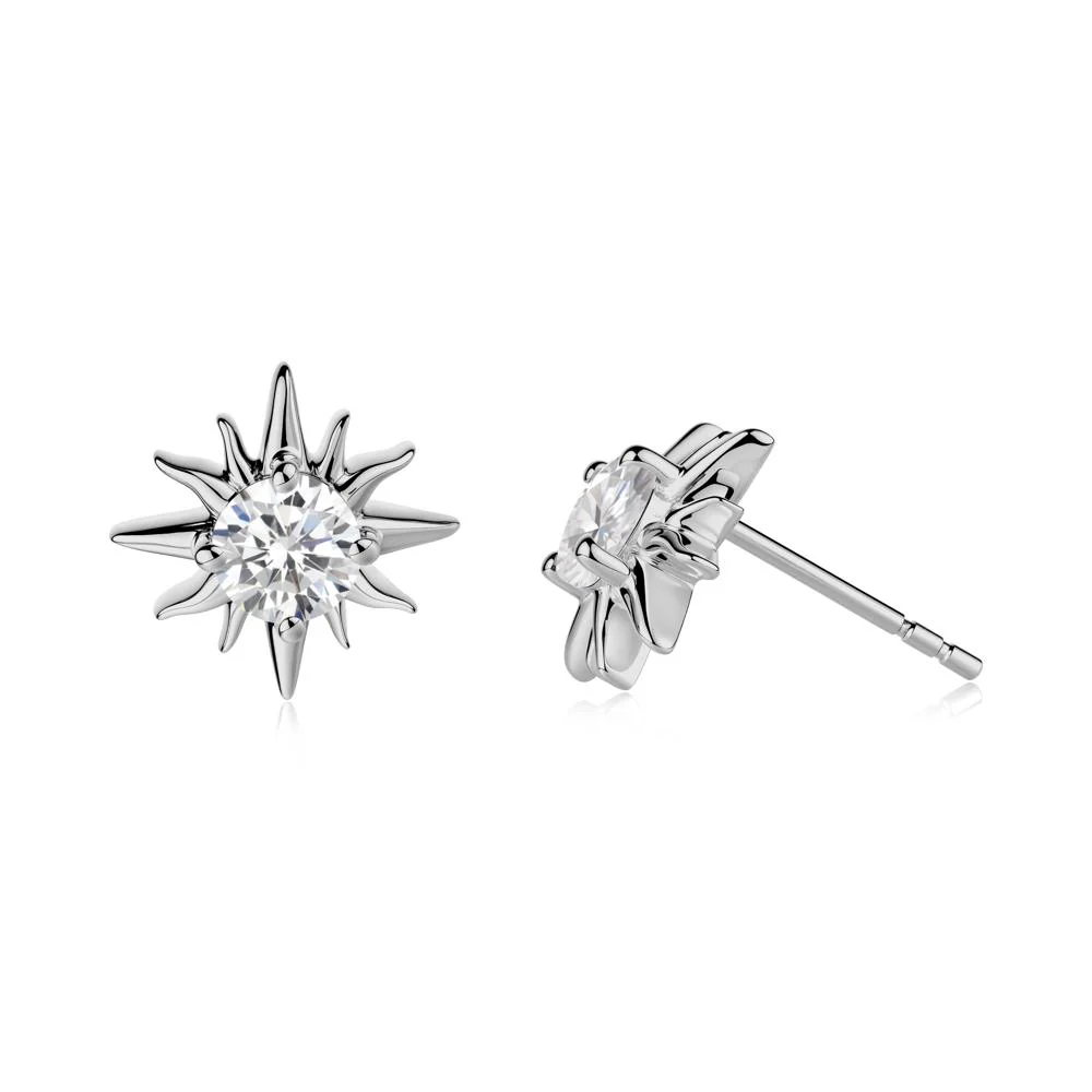 Celestial Sun Cubic Zirconia Stud Earrings - Image 2