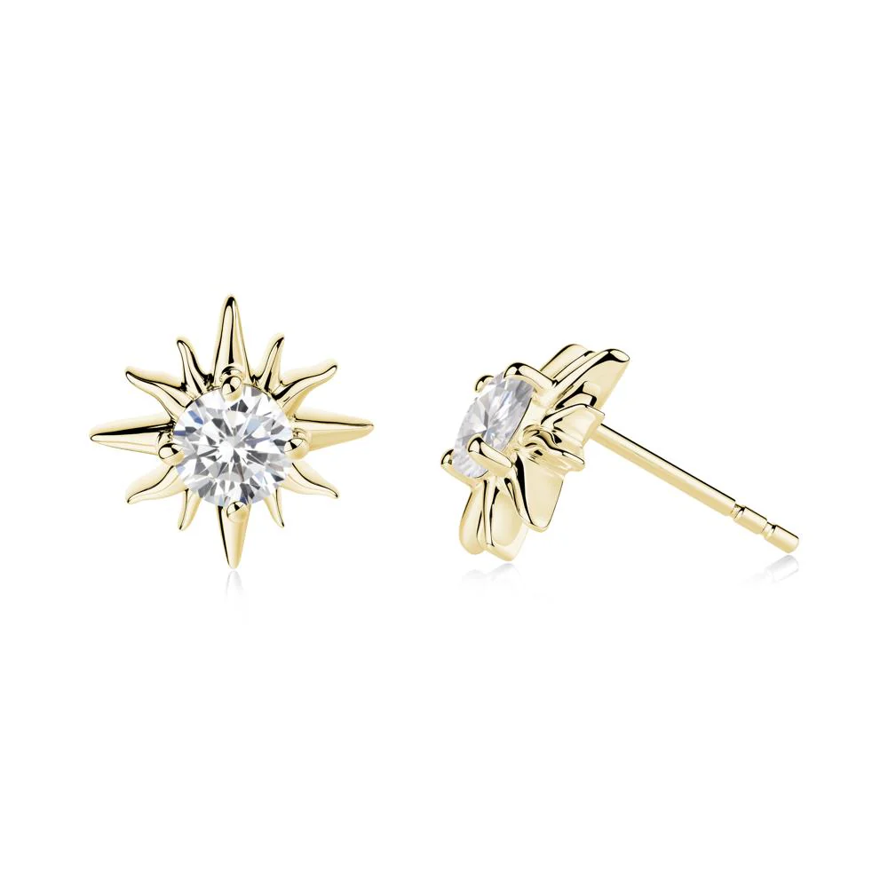 Celestial Sun Cubic Zirconia Stud Earrings - Image 4