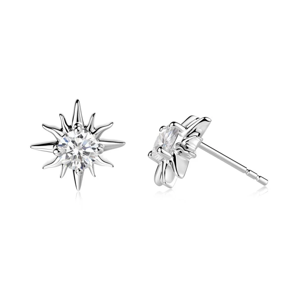 Celestial Sun Cubic Zirconia Stud Earrings - Image 5