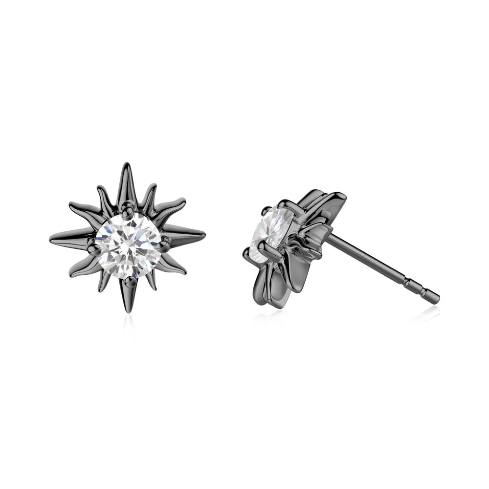 Celestial Sun Cubic Zirconia Stud Earrings - Image 6