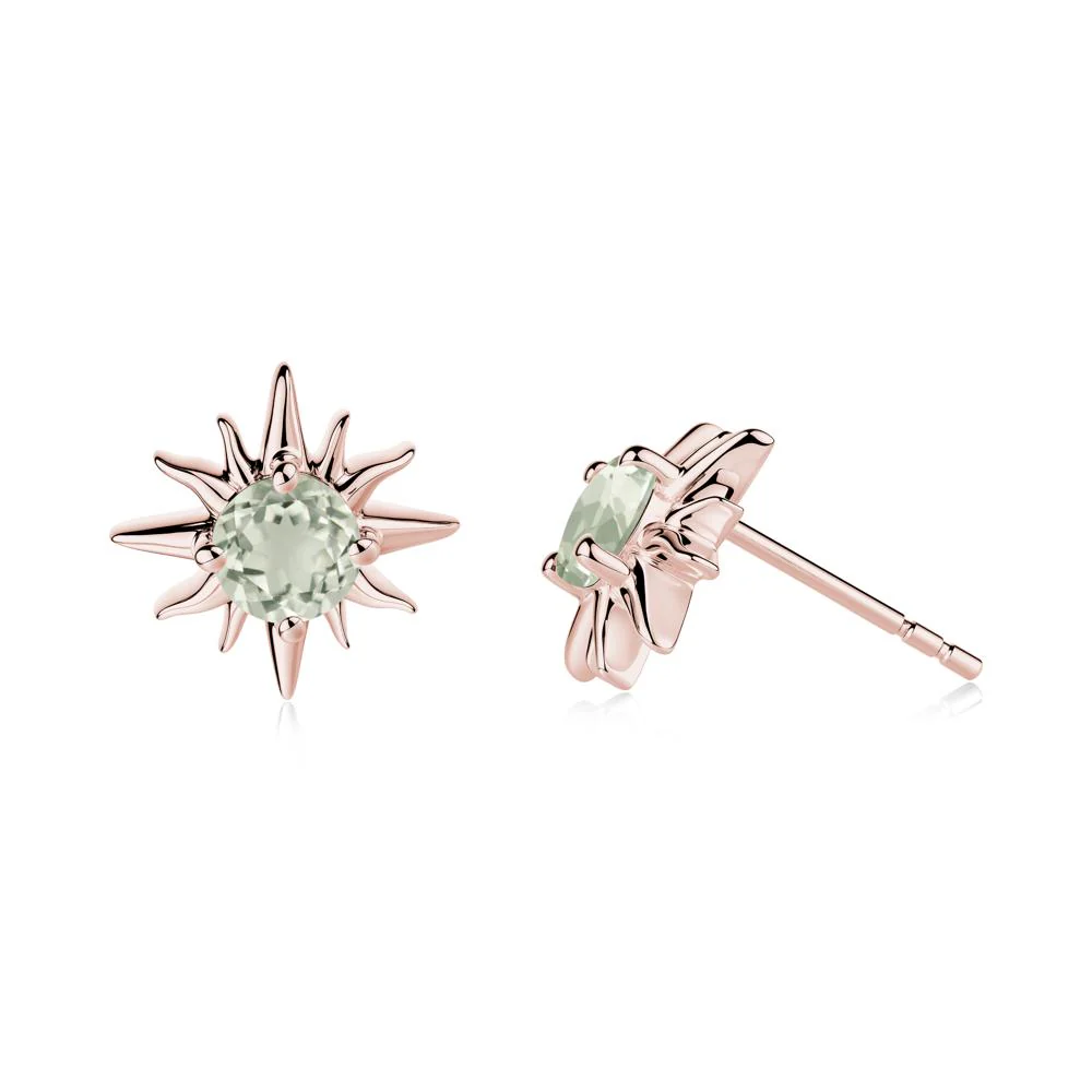 Celestial Sun Green Amethyst Stud Earrings - Image 3