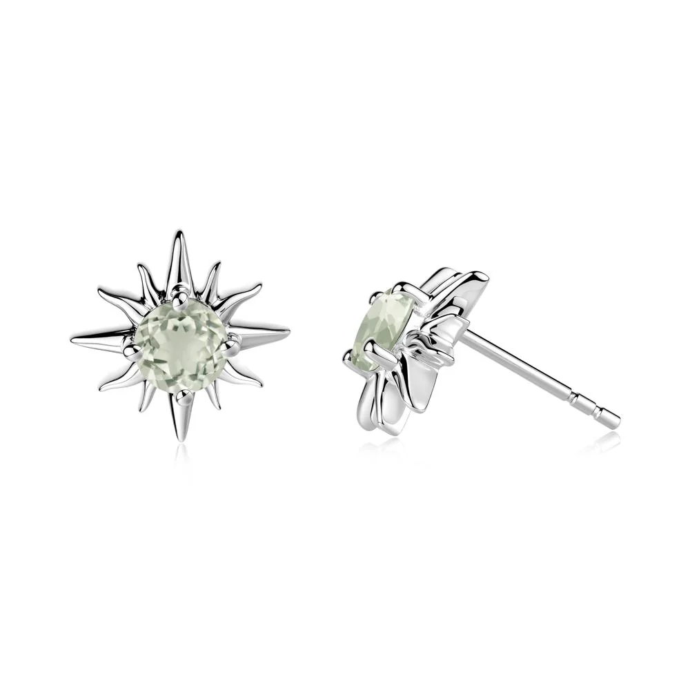 Celestial Sun Green Amethyst Stud Earrings - Image 4