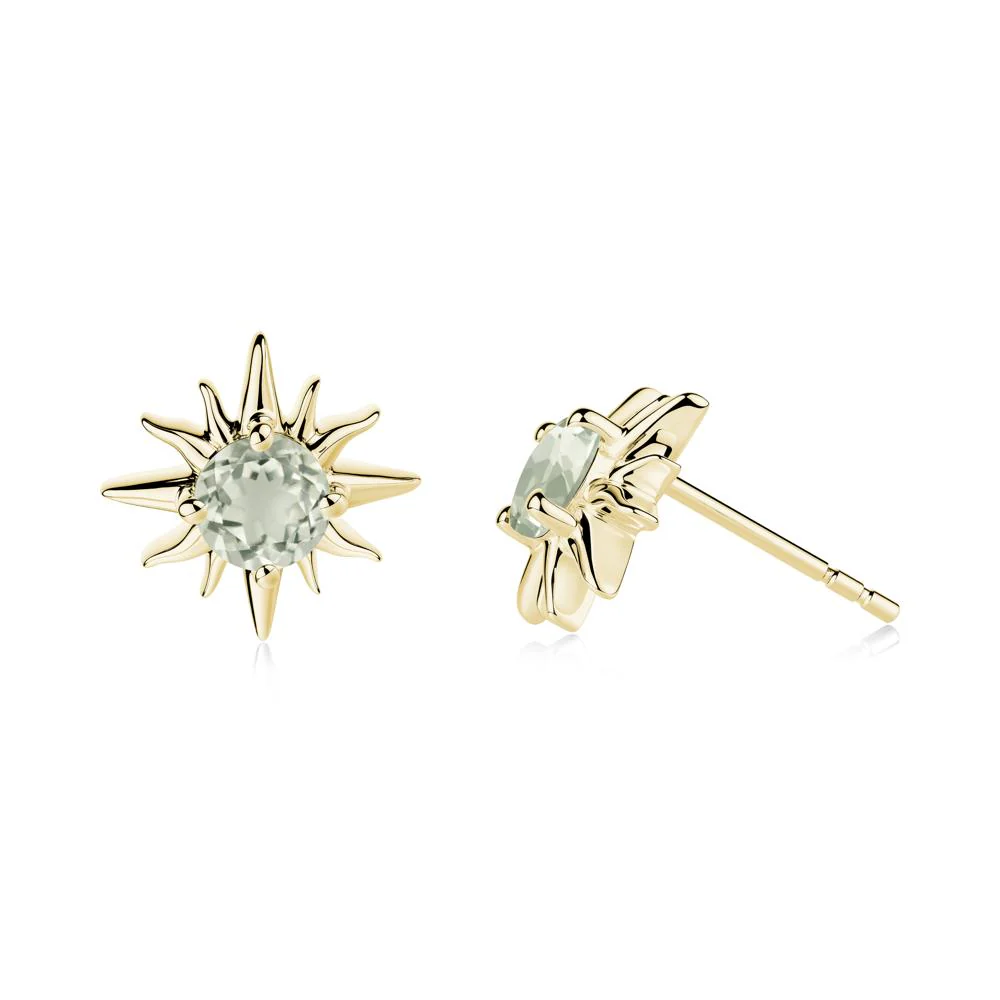 Celestial Sun Green Amethyst Stud Earrings - Image 9