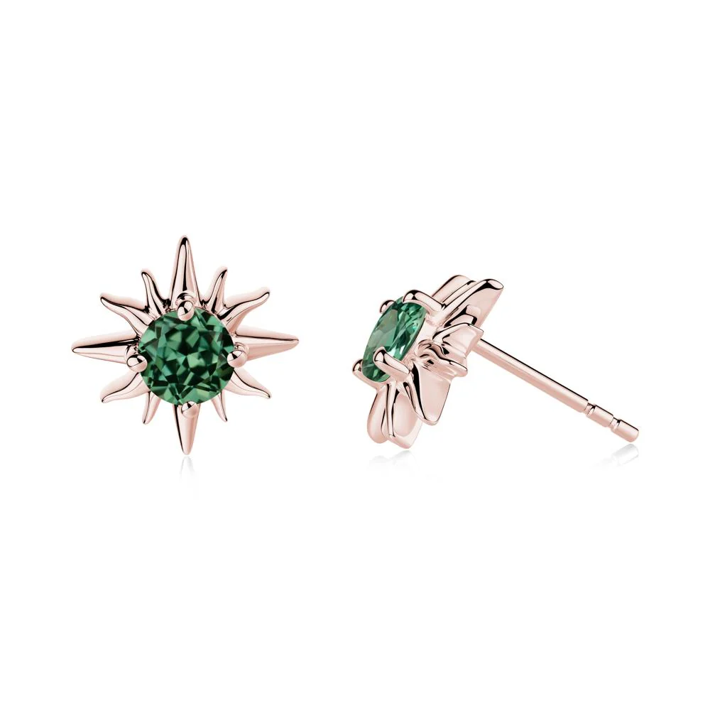 Celestial Sun Green Sapphire Stud Earrings - Image 7