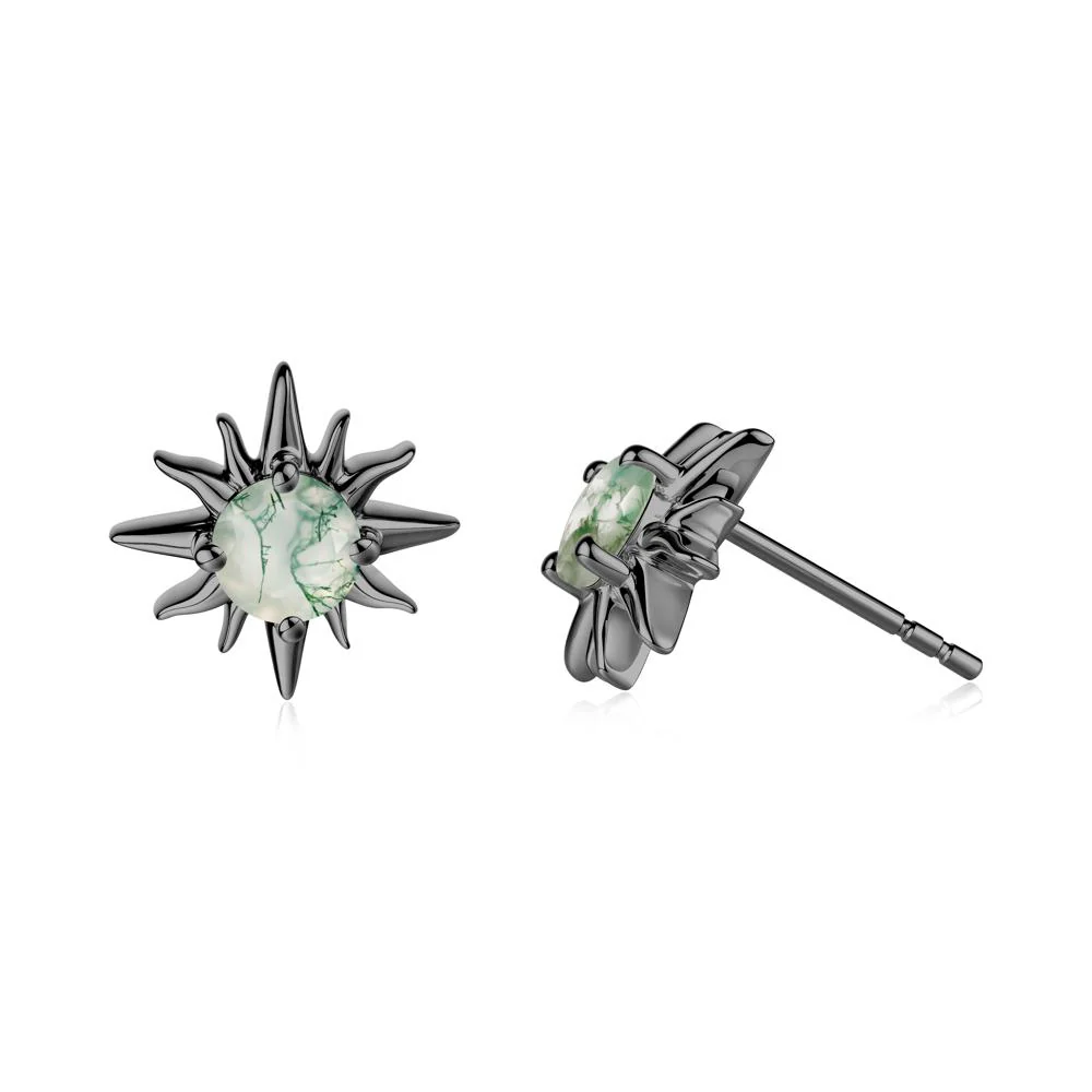 Celestial Sun  Moss Agate Stud Earrings - Image 4