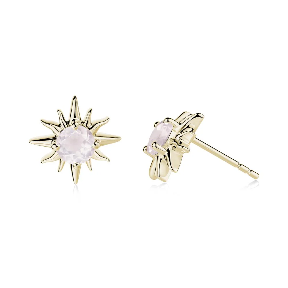 Celestial Sun  Rose Quartz Stud Earrings - Image 6