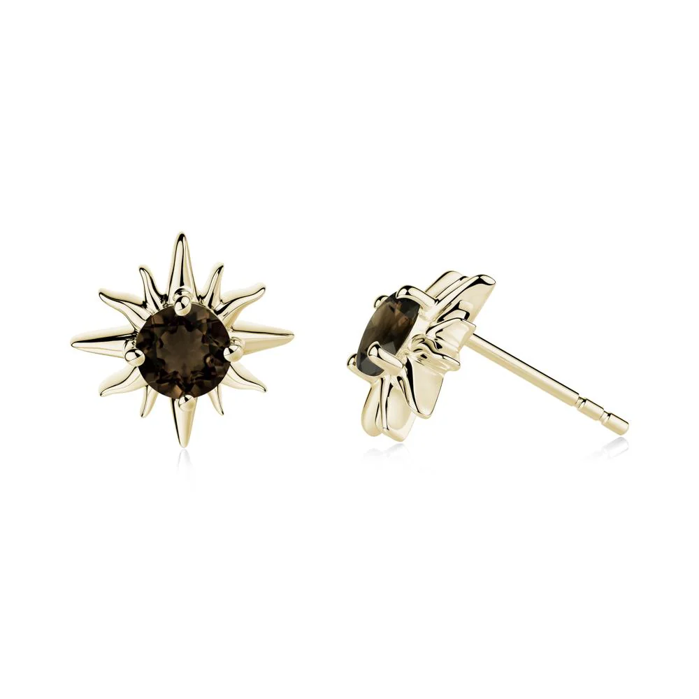 Celestial Sun Smoky Quartz Stud Earrings - Image 6