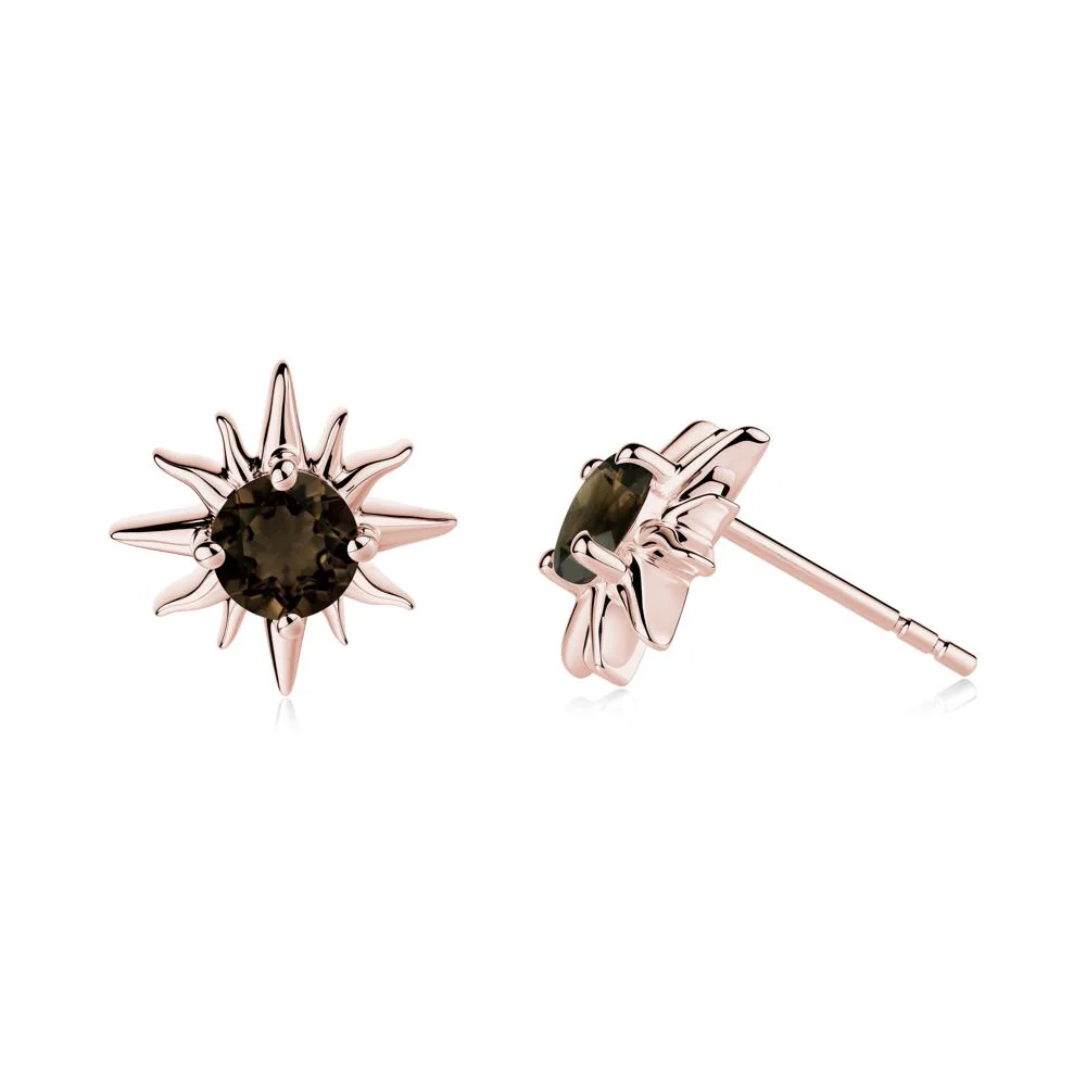 Celestial Sun Smoky Quartz Stud Earrings - Image 8