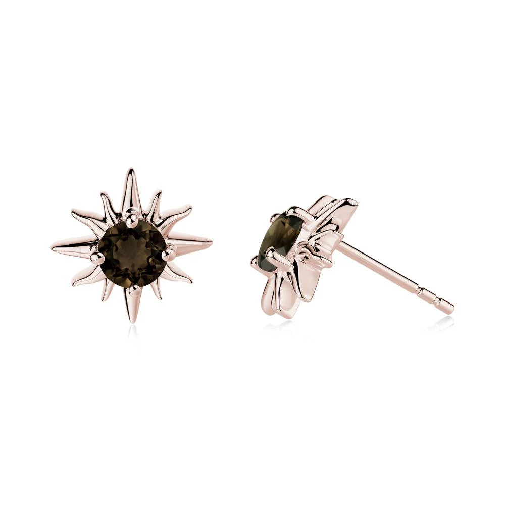 Celestial Sun Smoky Quartz Stud Earrings - Image 9