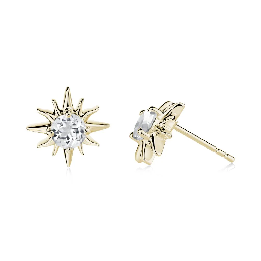 Celestial Sun White Topaz Stud Earrings