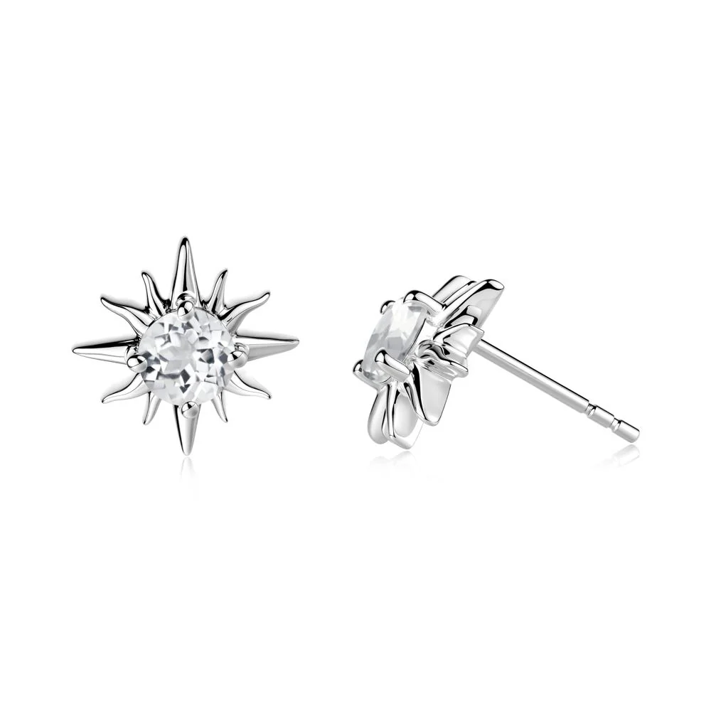 Celestial Sun White Topaz Stud Earrings - Image 2