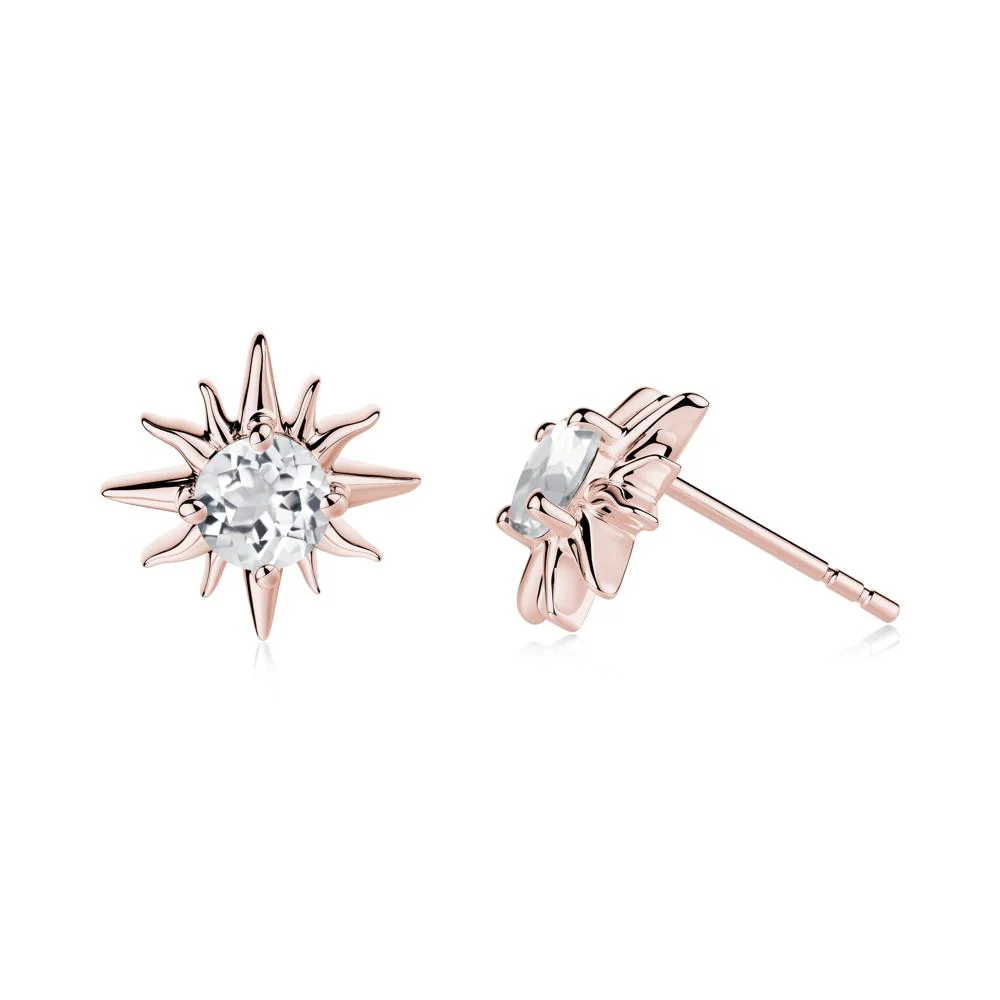 Celestial Sun White Topaz Stud Earrings - Image 3