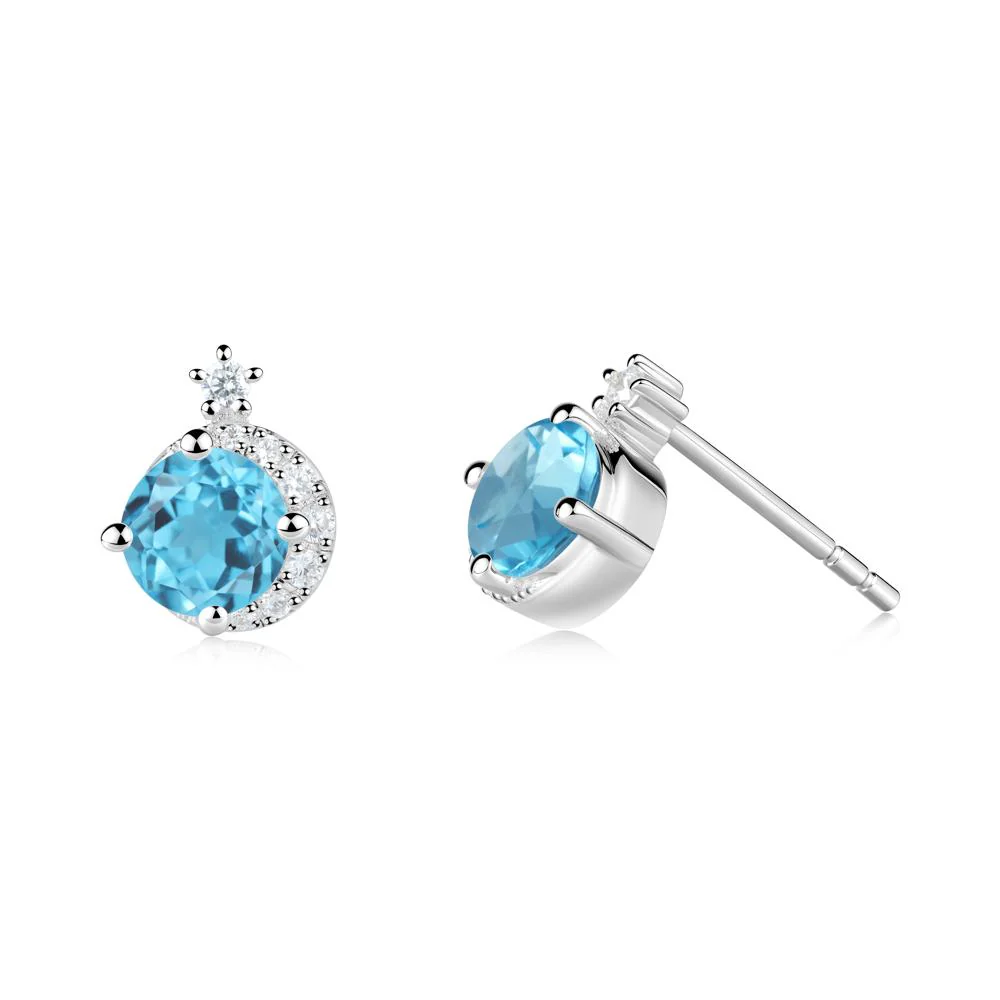 Celestial Swiss Blue Topaz Stud Earrings