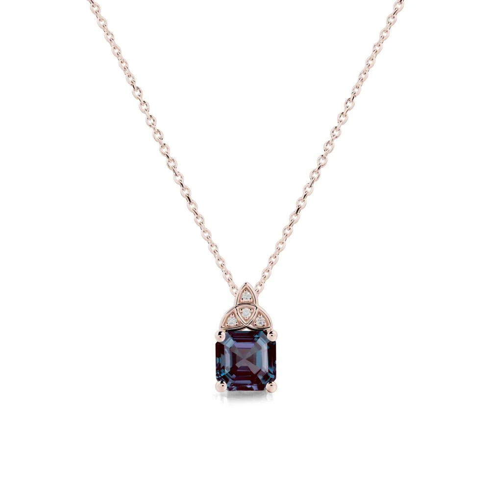 Celtic Knot Asscher Cut Alexandrite Necklace - Image 2