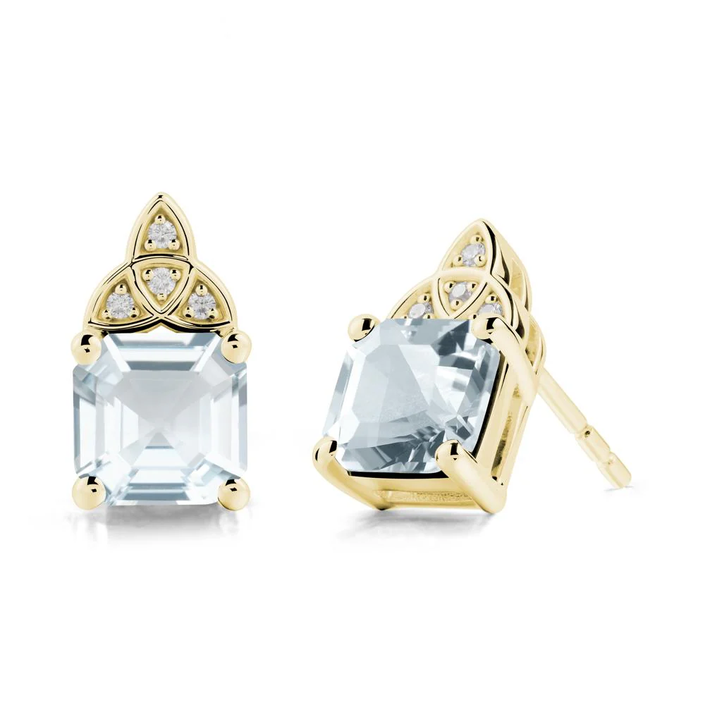 Celtic Knot Asscher Cut Aquamarine Earrings - Image 6