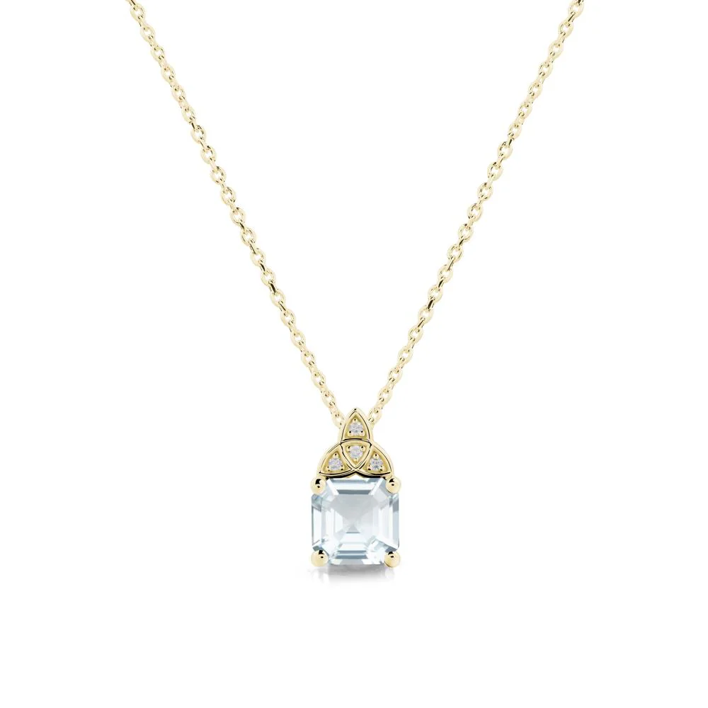 Celtic Knot Asscher Cut Aquamarine Necklace - Image 7