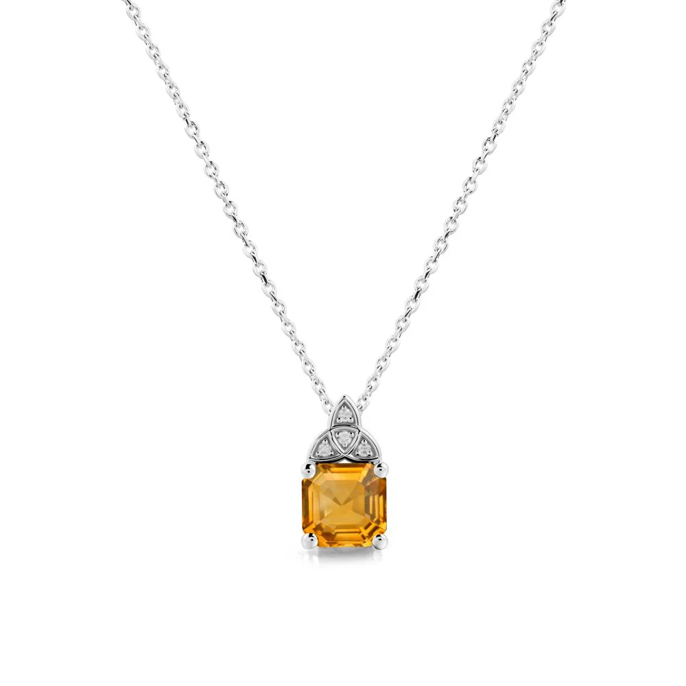 Celtic Knot Asscher Cut Citrine Necklace - Image 3