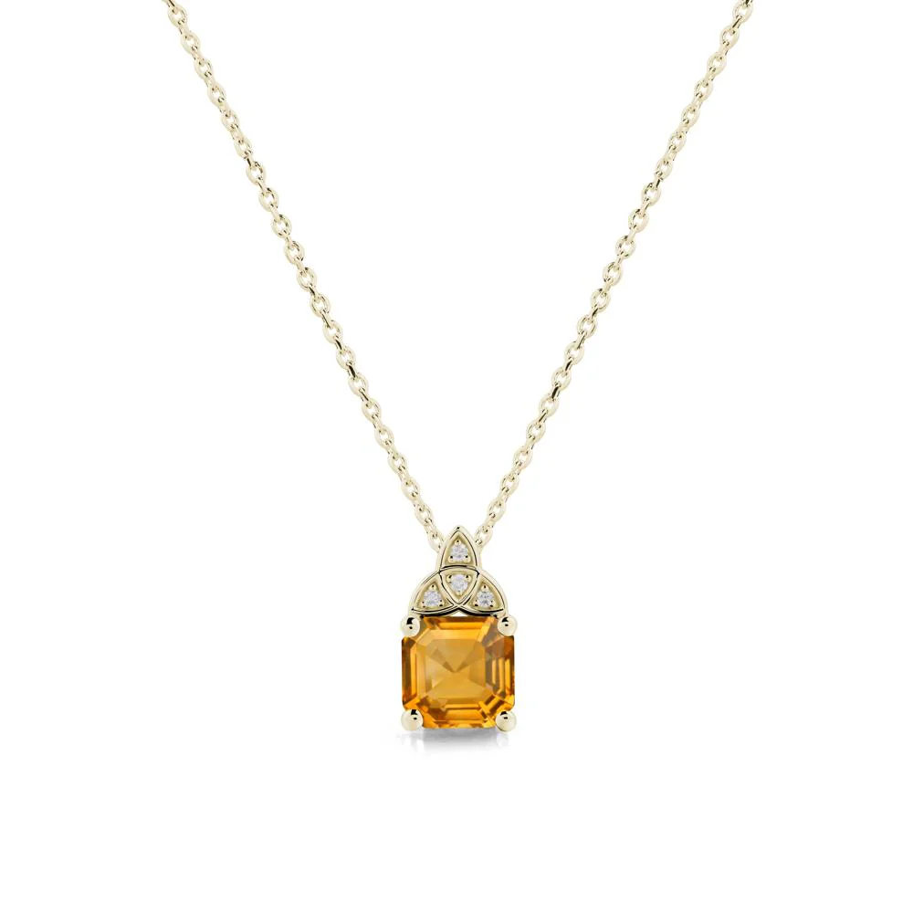 Celtic Knot Asscher Cut Citrine Necklace - Image 4