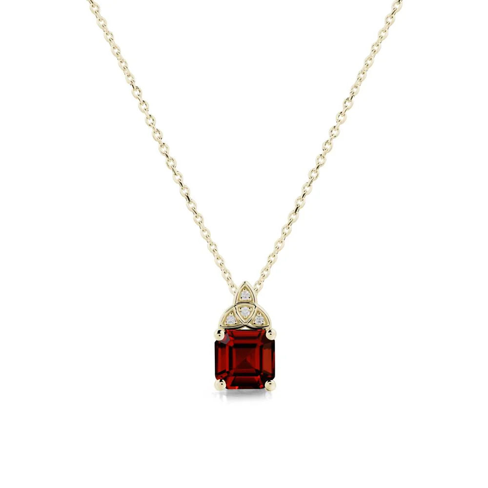 Celtic Knot Asscher Cut Garnet Necklace - Image 3