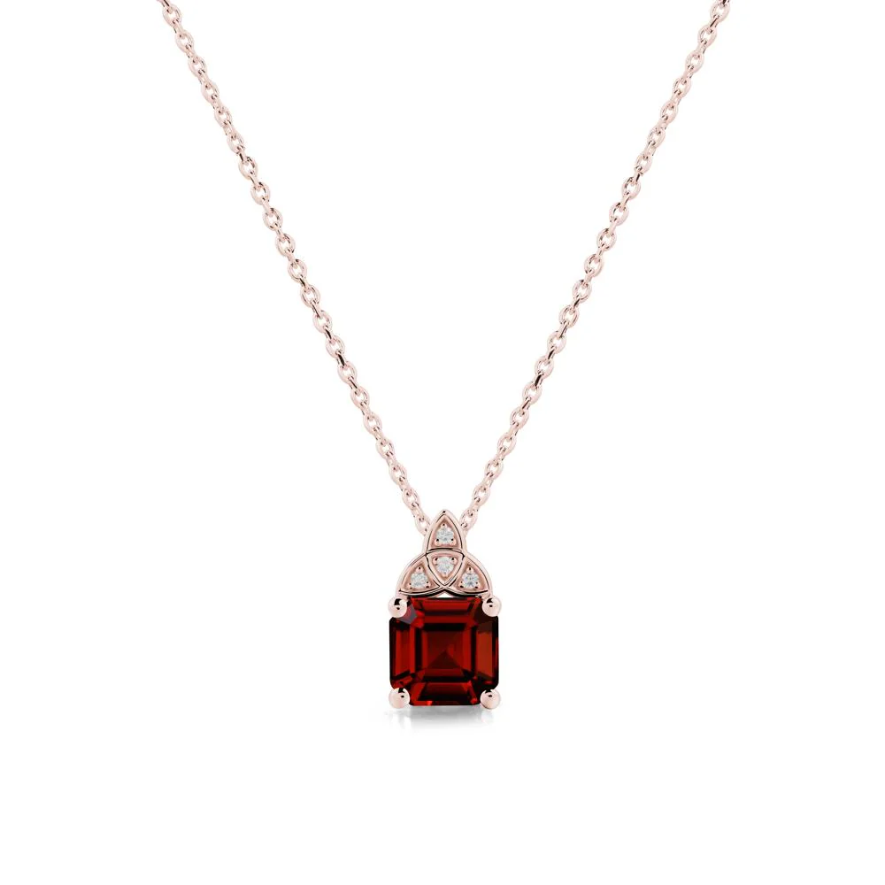 Celtic Knot Asscher Cut Garnet Necklace - Image 4